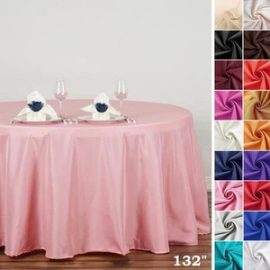 132-Inch Polyester Round Tablecloth Decoration Supplies Dinner Wedding Linens - Picture 1 of 228