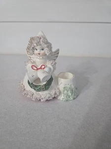 Vintage Japan Commodore? Weihnachtsengel Kerzenhalter Spaghettiborte Kranz... - Bild 1 von 13
