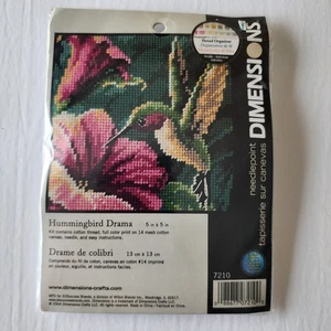 Dimensions Hummingbird Drama Bird Needlepoint Kit 5x5 - Picture 1 of 5