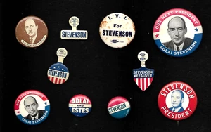10 original ADLAI STEVENSON campaign buttons from 1952 ,1956 - Picture 1 of 3