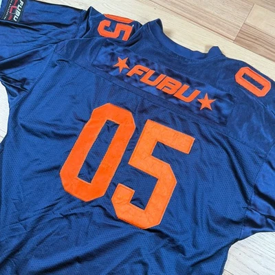 Camiseta deportiva de fútbol americano vintage Fubu 05 edición limitada para hombre XL azul Y2K Distress Foto 1 de 4
