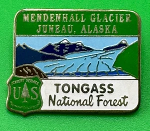 Prendedor de solapa de recuerdo esmalte Alaska bosque nacional Tongass glaciar Mendenhall de colección - Imagen 1 de 9