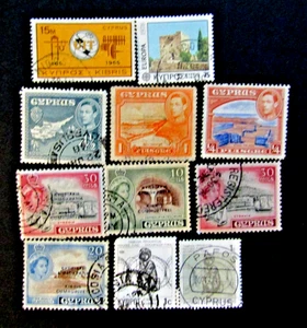 11 CYPRUS STAMPS, VARIOUS, 1940s - 1990s, USED - Picture 1 of 3