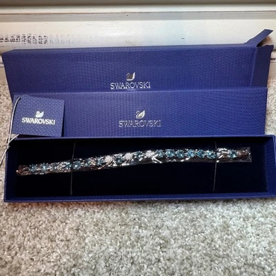 Swarovski Crymolsts Crystal Tennis Bracelet Blue Silver 5427972 - Image 1 of 4