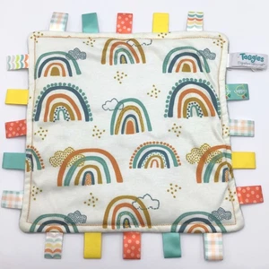 Taggies Baby Lovey Signature Collection 12" Rainbow Blanket Satin Sensory Tags - Picture 1 of 5