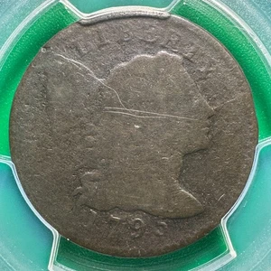 Centavo grande 1795 borde con letras PCGS genuino buenos detalles daños ambientales - Imagen 1 de 4