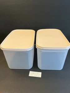 Tupperware Modular Mates Rectangle Storage #3 Container 27 1/2 Cup Beige Seal (2 - Picture 1 of 2