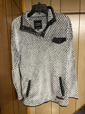 Simply Southern Women Med Super Soft fleece pullover Long Sleeve Qtr Snap Grays - Image 1 of 4