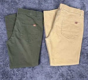 Karierte und schlichte Skinny Fit Chino Hose Gr. 36/30 olivgrün khaki 2 Stück - Bild 1 von 14