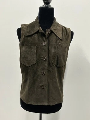 Chaleco Ann Taylor Gamuza Cuero Longitud 19" Talla Pequeña Foto 1 de 4