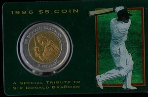 1996 Australia Don Bradman First Year $5 Commemorative Carded Bimetal Coin issue - Bild 1 von 2