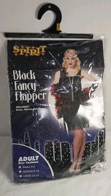 Black Fancy Flapper Halloween Dress Up Costume Adult Small (4-6) Foto 1 de 4