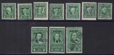 US Scott RD163/RD178, mix of 10, 1c/$10 “Series 1944” Stock Transfer Grns cj100 - Image 1 of 2