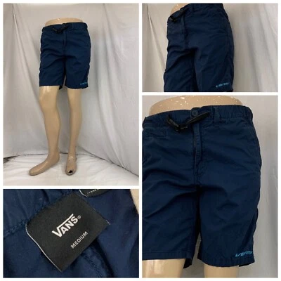 Pantalones Cortos Vans M 32 Azul 100% Algodón Cinturón Frontal Plano YGI N2-615 Foto 1 de 4
