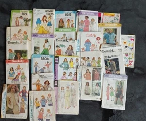 Simplicity McCalls Butterick 24 sewing patterns lot uncut/ cut Kids Womens 1970s - Picture 1 of 12