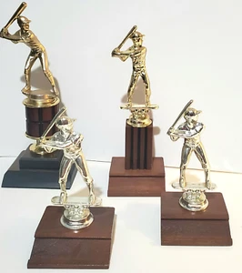 Set of 4 Vintage Little League Baseball Trophies-Not Personalized - Picture 1 of 23