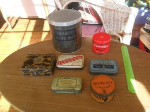 Vintage Food Tins Cigarettes Tobacco Dried Milk & Pastilles Job Lot (7 tins) - Picture 1 of 13