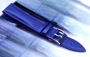 Brand New DARK NAVY BLUE 19mm Genuine Leather Watch Band W/ New Spring Bars !! - Picture 1 of 2