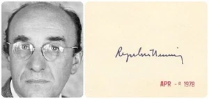1977 Nobel Prize in Medicine ROGER GUILLEMIN Hand Signed Card from 1978 - Picture 1 of 2