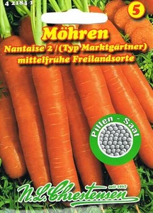  Möhren Nantaise2, einfache Pillensaat Karotten ca. 100 Samen mittelfrüh  421841 - Bild 1 von 1