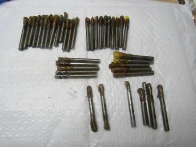 LOTE MIXTO DE VÁSTAGO 1/4" DE FRESAS DE EXTREMO DE CARBURO NARIZ DE BOLA (40 PIEZAS) REAFILADAS Foto 1 de 4