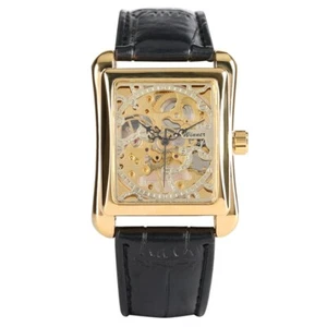WINNER Mens Black Leather Watch Luxury Skeleton Hand Windning Mechanical Watches - Picture 1 of 9