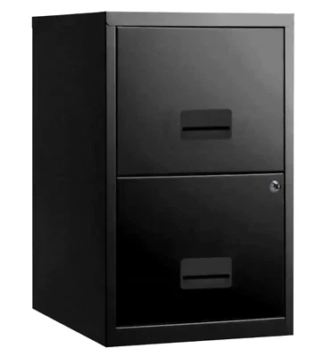 2 DRAWER 'PIERRE HENRY' BLACK MAXI FILING CABINET A4 / NEW +FREE DEL