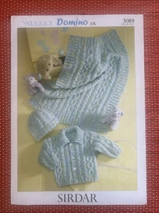 BABY MATINEE SET MANTEL / JACKE MÜTZE DECKE / SCHAL VINTAGE STRICKMUSTER 3089 - Bild 1 von 2