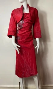 Linea Raffaelli Lady In Red Embellished Two Piece Cocktail Outfit Size Uk 16 - Picture 1 of 12