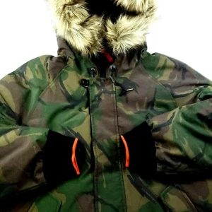 Polo Ralph Lauren Men Military Down Bomber Jacket Camo Faux Fur Trim Hooded $600 - Picture 1 of 12
