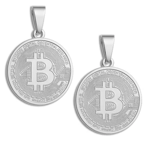 2er Set Bitcoin Anhänger 316L Edelstahl Gold Silber Krypto Münze Design - Bild 1 von 15
