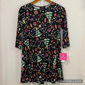 Amy Byer Children XL 16 Christmas Theme 3/4 Sleeve Holiday Dress - Picture 1 of 7