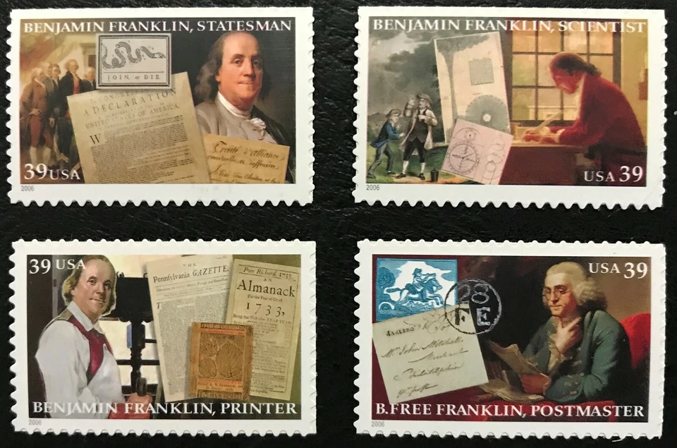 2006 Scott #4021 - 4024 - 39¢ - BENJAMIN FRANKLIN - Set of 4 Singles - Mint NH - Image 1 of 1