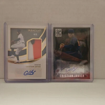 (2) 2022 Panini Immaculate Collection 4/5/Capstone Christian Javier Autographs - Image 1 of 3