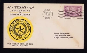 776 Texas Centennial Ersttagsbrief 1936 - Bild 1 von 2