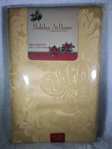 NEW Holiday at Home tablecloth fabric 60" X 102" oblong gold color - Picture 1 of 2