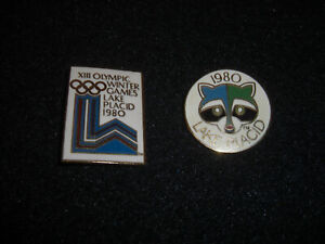 Xlll Olympic Winter Games Lake Placid 1980 Enamel Pins Set of 2 