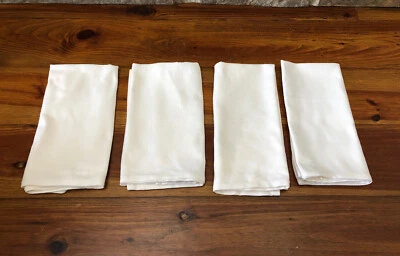SET of 4 Plain Satin Dinner Napkins Cream White Garnier-Thiebaut 22" x 22" - Image 1 of 4