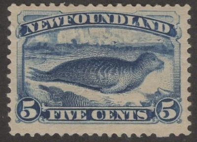NEWFOUNDLAND 54 5c DARK BLUE HARP SEAL 1887 BABNC-MONT (#2) MPH VF CV$300  - Image 1 of 2
