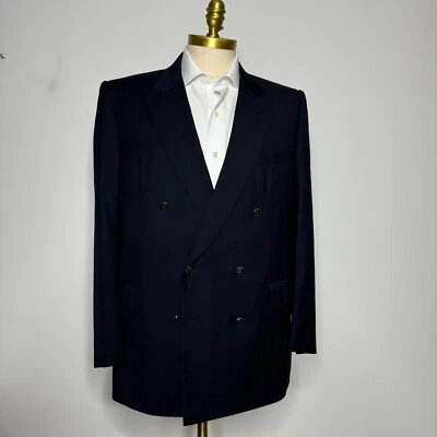 Blazer Abrigo Deportivo Belvest Doble Pecho 42R (52 it) Hombre Lana Azul Sólido Foto 1 de 4
