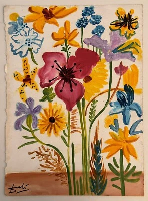 Salvador Dalí (Handmade) Drawing On Old Paper Signed & Stamped, vtg art - Image 1 of 4