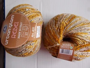 DMC Urban Glam Rebel wool blend textured yarn, Mustard, lot of 2 (180 yds each) - Picture 1 of 3
