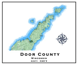 Door County Wisconsin Map - Picture 1 of 4
