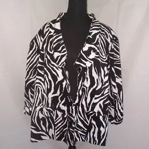 Courtenay Women's Blazer Jacket Size 24W Animal Print Slouchy 3/4 Sleeve Button - Picture 1 of 9