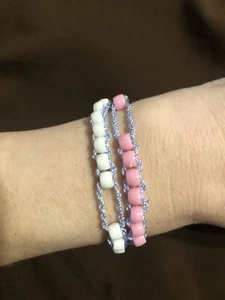 Crocheted Sliding Row Counter Bracelet, Lightweight, Slides Open to 9" - Picture 1 of 9