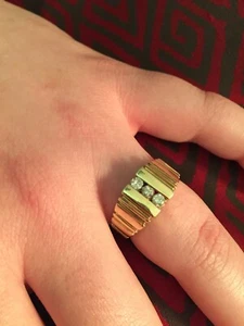 Vintage 14 Karat Gold und Diamant Unisex Ring 6,7 Gramm - Bild 1 von 12