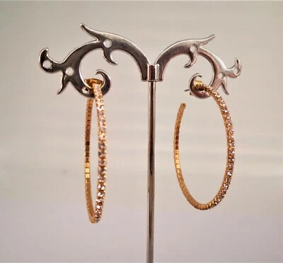 1AR UNOAERRE ORECCHINI DONNA OTTONE TENNIS COLOR ORO CERCHI ZIRCONI T. DIAMANTE - Immagine 1 di 2