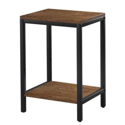  Wood End Tables Small Side Table with ET(13.38x11.81x19.68) Dark Walnut - Image 1 of 4