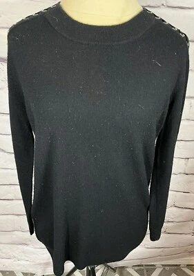 Suéter Sandro Mujer Talla 1 Negro Manga Larga Ojal Corbata Top Lana Cachemira  Foto 1 de 4