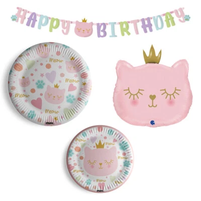 Maverick 34 pezzi Set per Feste di Compleanno Gattini per bambine. 16 piatti ... - Immagine 1 di 4